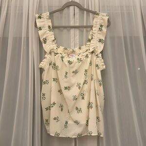 Lularoe – Daisy – ruffle tank top – XL - cream with peach and green details